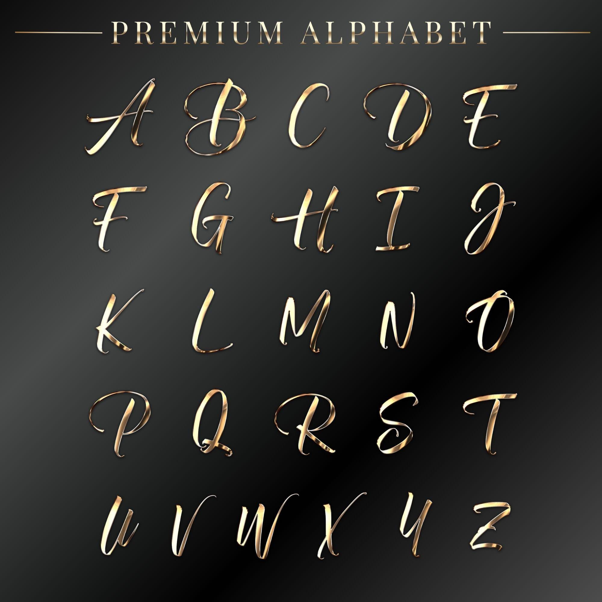 Gold Chrome Alphabet Clipart PNG, Script Letters, Transparent (digital ...