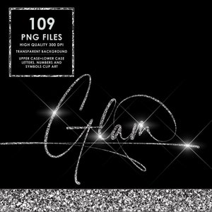 ClipArt alfabeto glitter grosso argento, firma, alfabeto diamante Png, alfabeto bling, lettere scintillanti, download digitale
