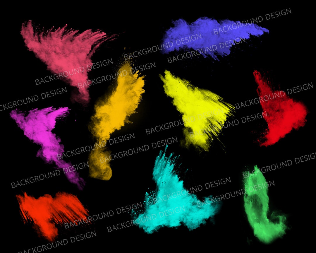 Explosion of Colored Powder and Dust, Smoke Bomb Overlay, Colored ...