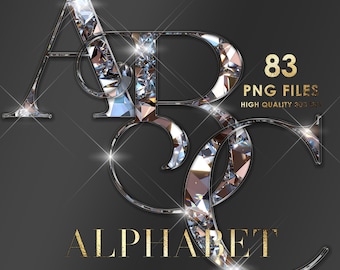 Diamond Alphabet PNG Clipart, Glitter Alphabet PNG, Glam Alphabet, Diamond Letters, Bling Letters Png, Sparkle Letters, Digital download