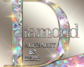 Diamond Alphabet PNG Clipart, Glitter Alphabet PNG, Diamond Letters, Bling Alphabet, Sparkling Letters, Gold Alphabet Png, Digital download