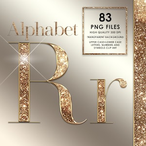Alfabeto de oro PNG, Alfabeto de diamantes PNG, Imágenes prediseñadas del alfabeto brillante, Alfabeto Bling, Letras de lámina de oro brillante, Lujo, Descarga digital