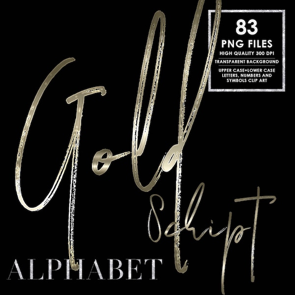 Gold Chrome Alphabet Png Clipart, Brush letters Png, Gold Script letters Png, High Shine, Cursive Alphabet, Gold foil, Digital, Download
