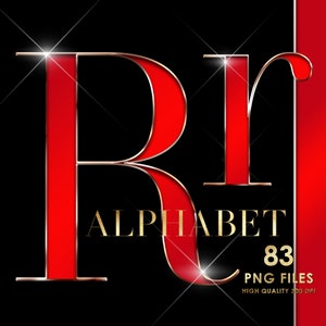 Rot und Gold Alphabet PNG Clipart, rote Buchstaben Png, rotes Chrom Alphabet, metallische Buchstaben Png, Goldfolie Alphabet Png, digitaler Download
