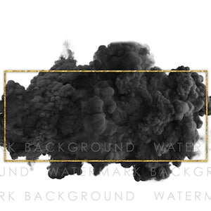 Logo Background Png, Black Brush Stroke png, Black smoke gold frame, Watercolor clipart, Black splash alcohol ink, Banner, Instant download