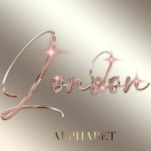 Alphabet rose PNG, Clipart alphabet chromé doré, paillettes, lettres cursives, alphabet doré, signature, lettres roses Png, téléchargement numérique