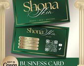 Emerald Green Business Card Template, Custom Card Design, Business Visiting Card, Lash Tech Hair Business Card, Canva Template, Biz Card