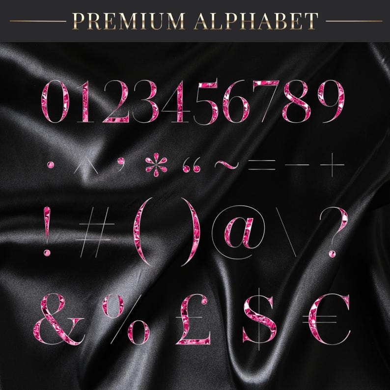 Hot Pink Diamond Alphabet PNG Bundle, Luxury Crystal Letters Clipart ...