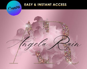 Diamond Glitter Logo, Cosmetics Logo, Editable  DIY Logo Design Template, Lash Logo, Hair Logo, Beauty Logo, Nails Logo, Make Up Artist Logo