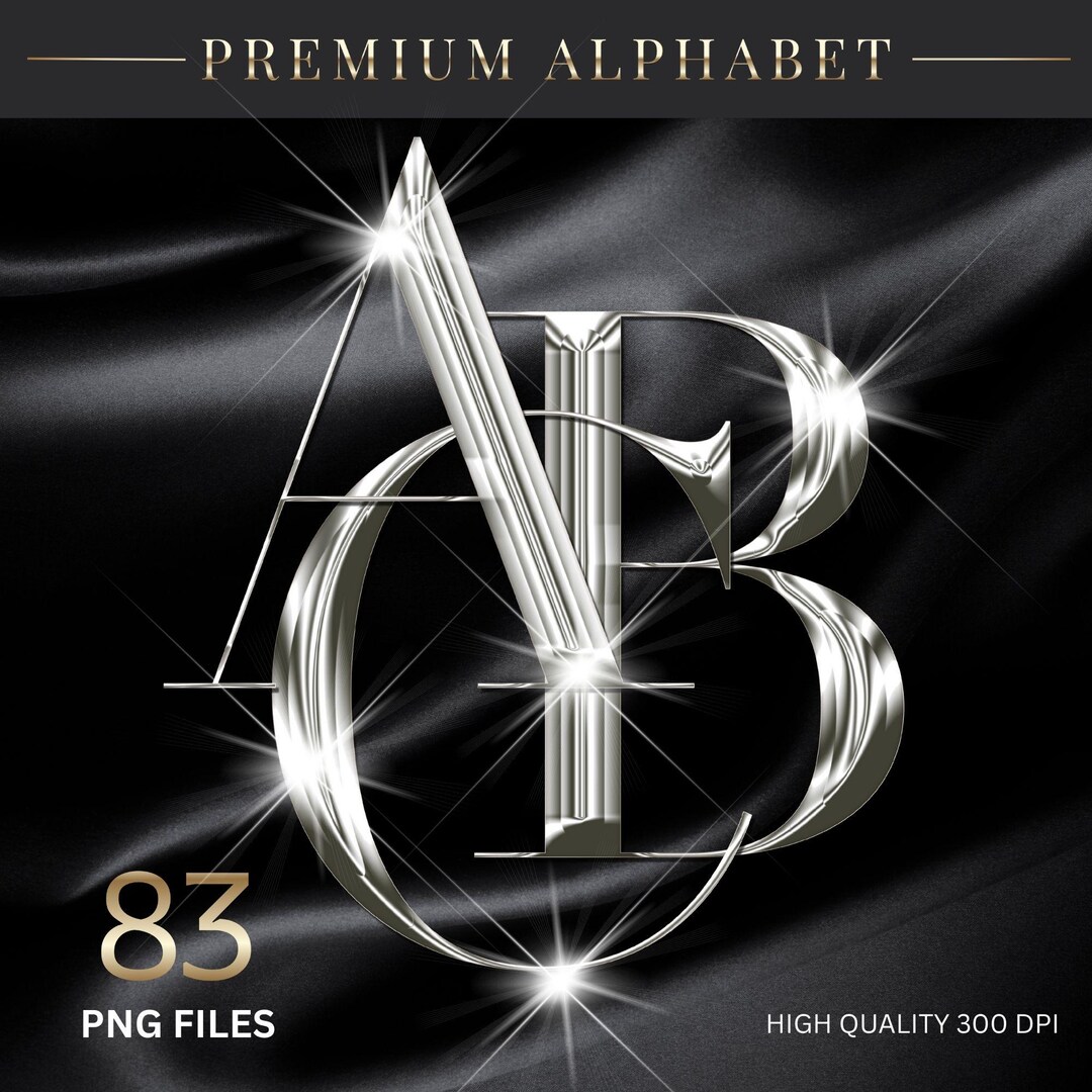 Luxury Silver Chrome Alphabet Clipart, Shiny Metallic Letters PNG ...