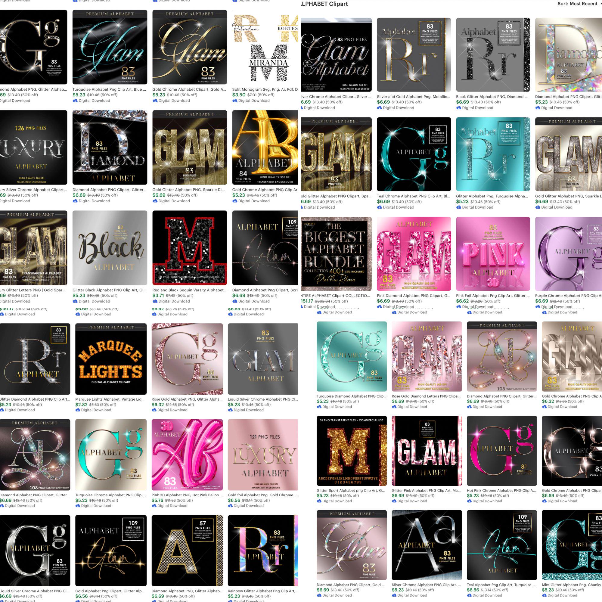 ENTIRE ALPHABET Clipart COLLECTION - All Past and Future Letters ...