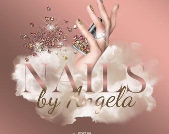 Nail Technician Logo, Editable DIY Beauty Logo Template