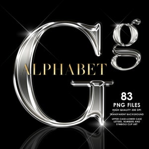 Clip Art PNG alfabeto cromato argento liquido, lettere d'argento PNG, alfabeto di lusso PNG, lettere in lamina d'argento, lettere metalliche, download digitale