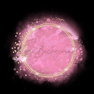 Pink Logo Background Png, Pink brush stroke png, Glitter frame clipart, Pink and gold logo overlay, Circle frame design, Instant download