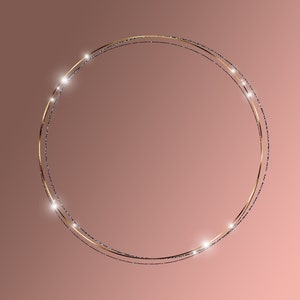 Cercle de bague en or et argent, Png de fond de logo, Clipart métallique, conception de feuille d'or, cadre de cercle, cadre d'or scintillant, téléchargement immédiat