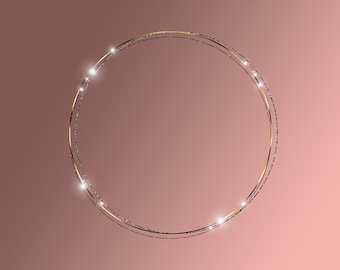 Gold and Silver Ring Circle, Logo Background Png, Metallic Clipart, Gold Foil design, Circle Frame, Glitter Gold Frame, Instant download