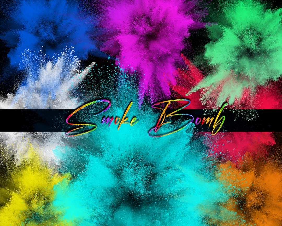 Explosion of Colored Powder and Dust, Smoke Bomb Overlay, Colored ...