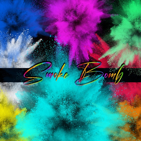 Explosion of Colored Powder and Dust, Smoke bomb overlay, Colored Textures, Brush strokes Digital Paper, Dust Splashes, Colorful Backgrounds