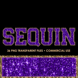 Purple Sequin Varsity Alphabet Png Clip Art, Glitter Sport Alphabet, Sparkling Varsity Letters Png, Sublimation, Faux Letter, Commercial Use