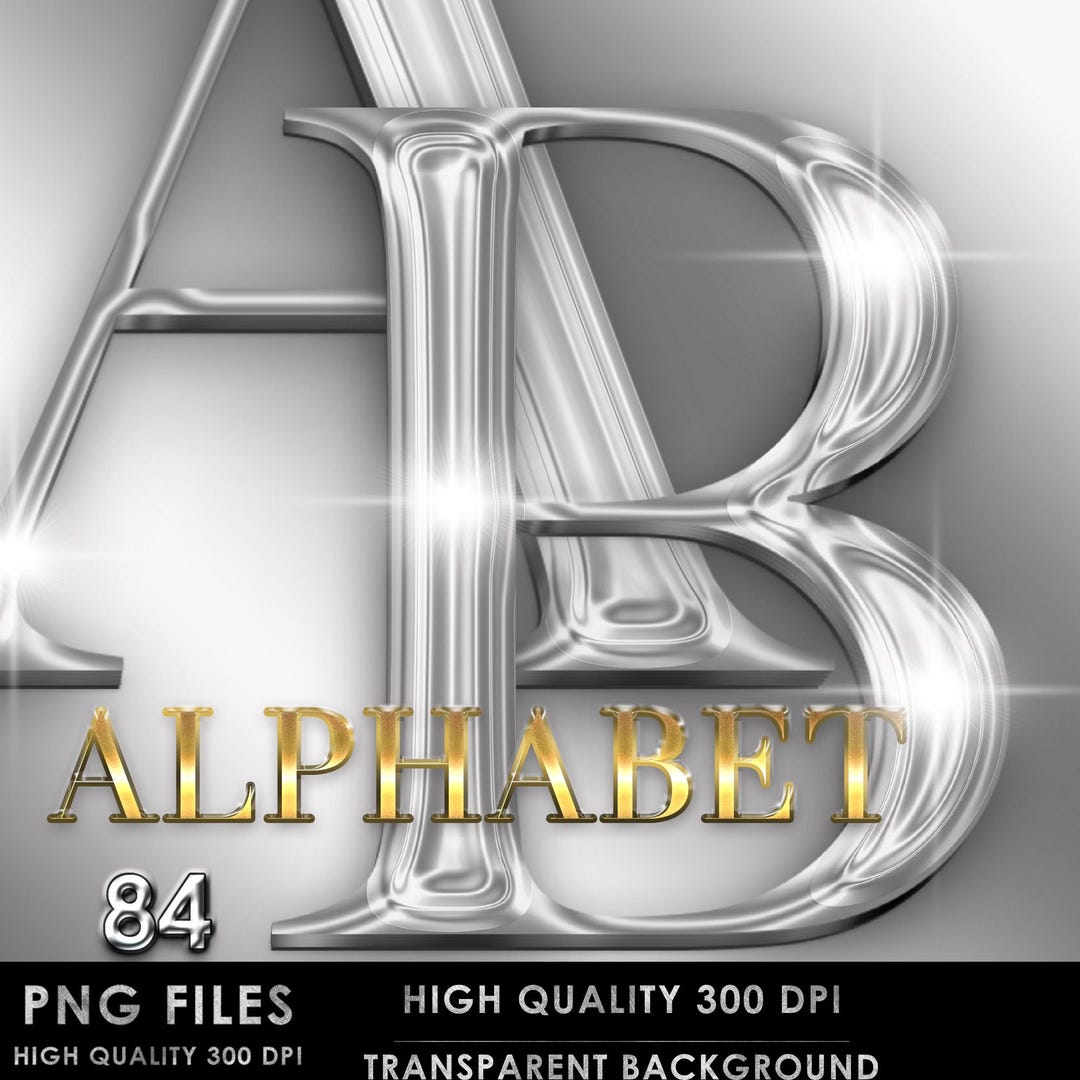 Silver Chrome Alphabet PNG Clip Art, Silver Chrome Letters, Silver Font ...
