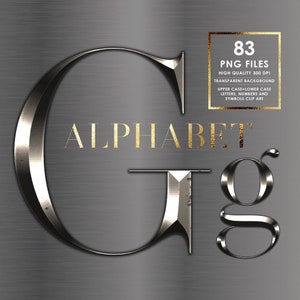Silver Chrome Alphabet PNG Clip Art, Silver Chrome Letters, Silver font letters Png, Silver foil, Iron, Metallic letters, Digital download