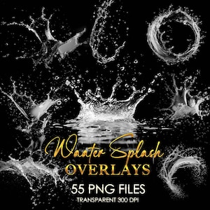 55 waterplonsoverlays, transparante achtergrond, Photoshop-overlays, waterplons png, water clipart, beeldverbetering, water png