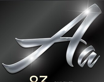 Silver Alphabet PNG, Silver Chrome Alphabet Clipart, Silver Script Alphabet Png, Silver foil Letters, Metallic Alphabet, Digital download