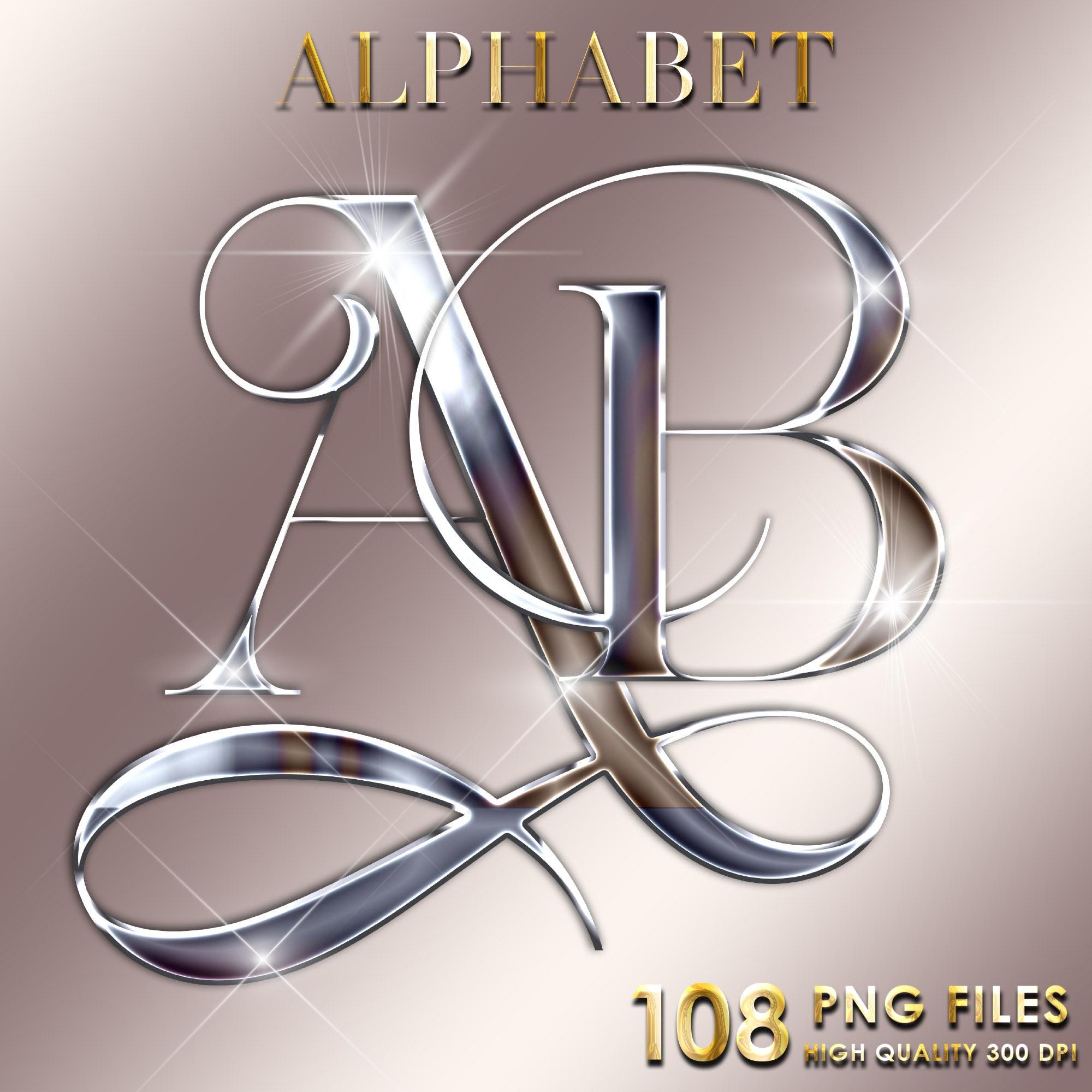 Silver Chrome Alphabet PNG Clip Art, 3D Metallic Letters, Silver Font ...