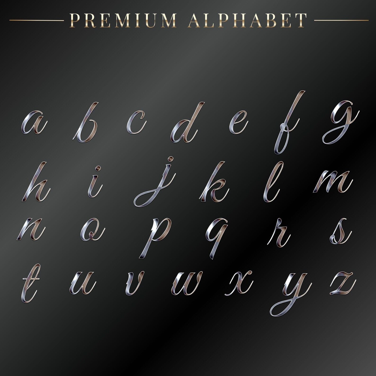 Digital Transparent Silver Alphabets Png Clip Art, Silver Script Font ...