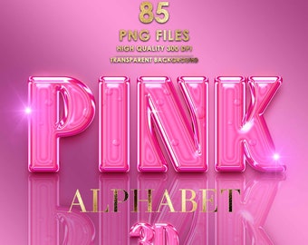Rosa Folie Alphabet Png Clip Art, Glitter Chrom Buchstaben, Rosa Folie Buchstaben, Rosa Schrift Png, Ballon Alphabet, 3D Buchstaben, Digitaler Download