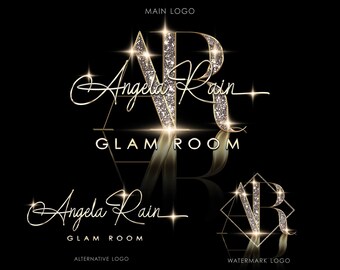 Beauty Logo, Premade Logo, Glitter Logo, Glam Logo, Lux Logo, Sparkle Glitter Logo, Gold Logo, Cosmetics Logo, Salon Logo, Makeup Logo