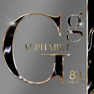 Schwarz und Gold Alphabet PNG Clipart, schwarze Buchstaben Png, schwarzes Chrom Alphabet, Glam Buchstaben Png, Marmor Alphabet Clipart, digitaler download