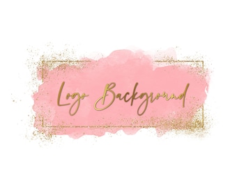 Pink Logo Background Png, Pink Brush Stroke png, Pink frame, Watercolor clipart, Banner, Design element, Gold square frame, Instant download