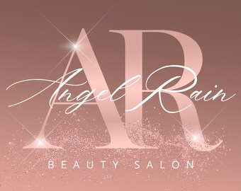 Roséguld-logotyp, redigerbar DIY-logotypdesignmall, estetiklogotyp, rosa logotyp Canva-mall, salonglogotyp, skönhetslogotyp, makeupartistlogotyp