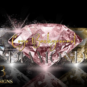 Paquete de imágenes prediseñadas de diamantes PNG, fondo de logotipo con purpurina PNG, marco de diamante con purpurina, diamante brillante, superposiciones de diamantes, diamante de oro rosa PNG