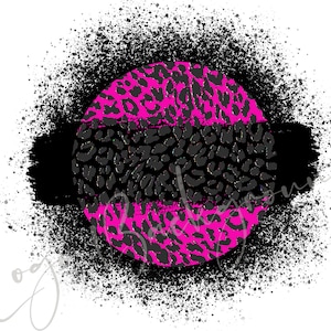 Distressed Leopard, Circle PNG, Cheetah, Animal Print, Logo Background Png, Brush Stroke, Sublimation, Hot pink frame png, Digital Download