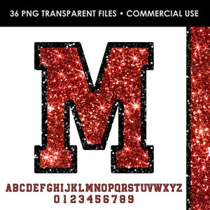 Glitter Sport Alphabet png Clip Art, Red and Black Glitter Alphabet, Sparkling Red Letters Png, Print File For Sublimation, Commercial Use