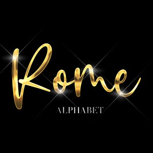 Gold Chrome Alphabet Clipart, Gold Alphabet PNG, Liquid Gold letters, Gold foil Alphabet, Script Letters, Glitter Alphabet, Digital Download