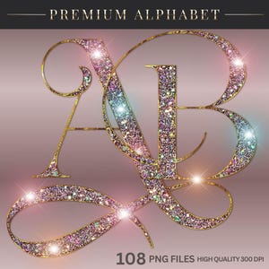 Diamond Alphabet PNG Clipart, Glitter Letters PNG, Glam Letters, Pink Diamond Letters, Rose Gold Luxury Alphabet, Sparkle, Digital download