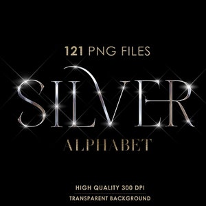 Zilver chroom alfabet PNG, zilver alfabet clipart, glitter, cursieve letters, zilverfolie alfabet, metallic zilverfolie, digitale download