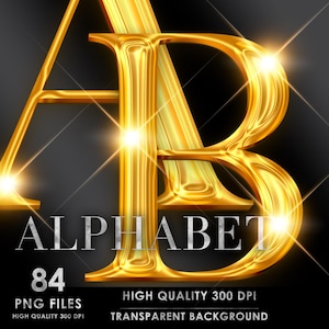 Clip art PNG dell'alfabeto cromato dorato, lettere cromate dorate in formato PNG, carattere dorato in formato PNG, lamina d'oro, lettere metalliche, alfabeto glitterato, download digitale