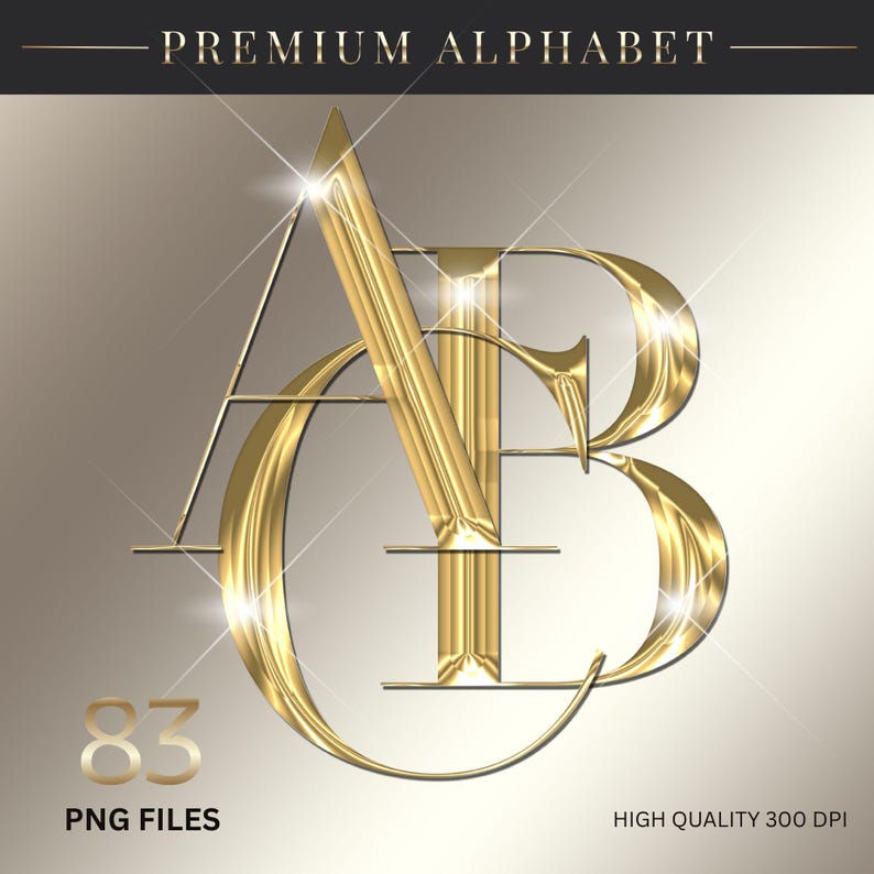 Gold Chrome Letters Png Clip Art, Gold Chrome Alphabet PNG, Luxury ...
