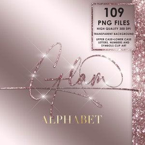 ClipArt alfabeto glitter oro rosa, alfabeto rosa PNG, lettere glitter, Bling, alfabeto diamante, lettere scintillanti, script, download digitale