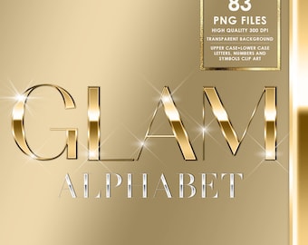 Gold Chrome Alphabet PNG Clip Art, Gold Chrome Letters Png, Glam, Gold foil letters, Metallic Alphabet, Glitter letters, Digital download