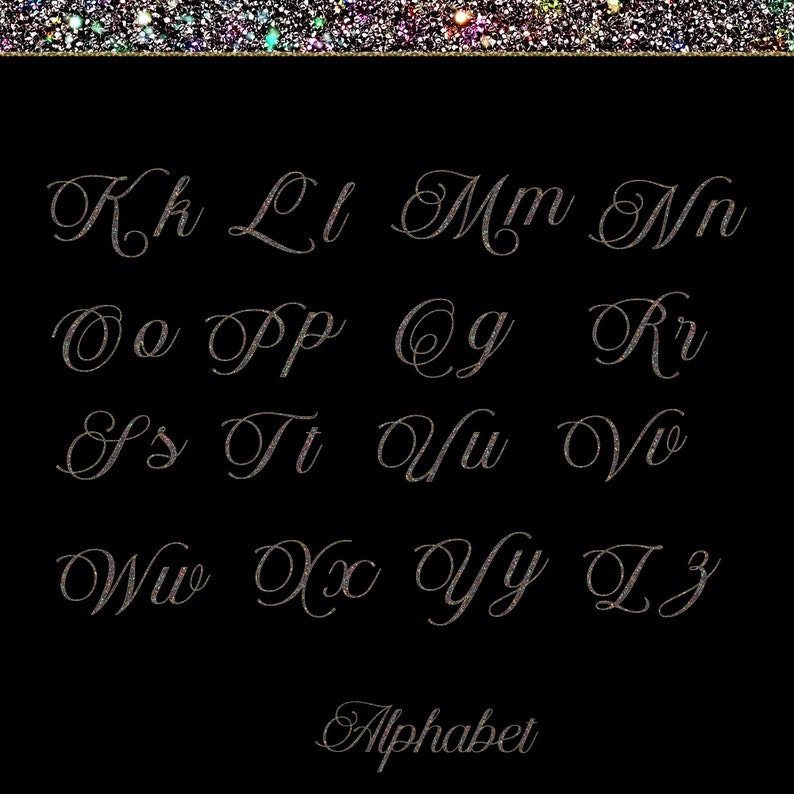 Cursive Diamond Lettering Glitter Diamond Alphabet PNG Clip Art, Bling Letters, Cursive Diamond ...