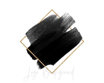Black Brush Stroke PNG, Glitter Frame, Watercolor Clipart (Instant Download)