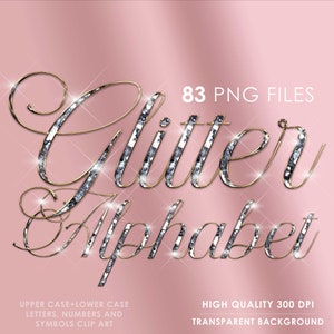 Diamond Alphabet Png Clip Art, Silver Chunky letters Png, Glitter Silver font Png letters, Bling, Sparkling Cursive, Glam, Digital download
