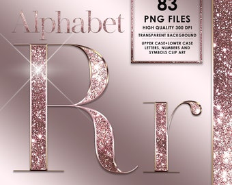 Rose Gold Alphabet PNG, Glitter Alphabet, Diamond Alphabet PNG, Luxury Alphabet Clipart, Glam, Bling, Pink Alphabet Png, Digital download