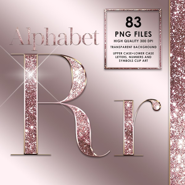 Rose Gold Alphabet PNG, Glitter Alphabet, Diamond Alphabet PNG, Luxury Alphabet Clipart, Glam, Bling, Pink Alphabet Png, Digital download