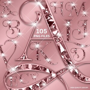 Pink Diamond Letters PNG Clipart, Pink Diamond Alphabet Png, Glitter Pink font Letters Png, Luxury Letters for Logo, Digital download